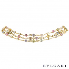 Bvlgari Yellow Gold Multi-Gemstone Rosette Necklace